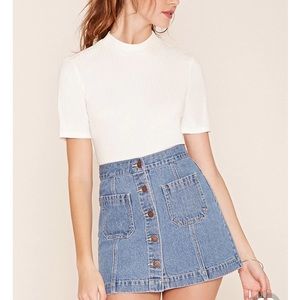button up denim skirt
